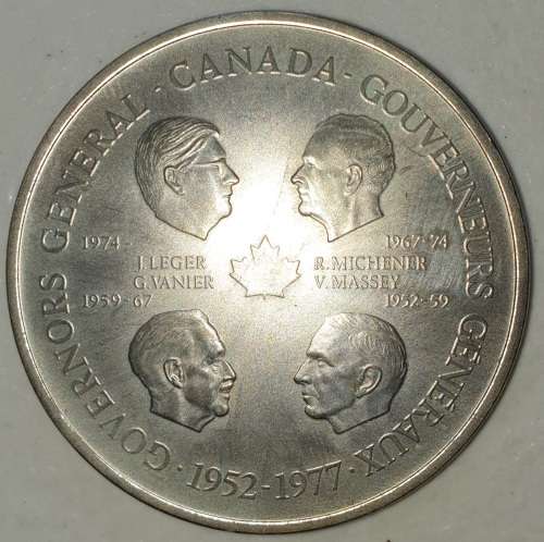 1977 CANADA GOVERNORS GENERAL MEDALLION-25 YEARS QUEEN ELIZABETH II - Copper-nickel